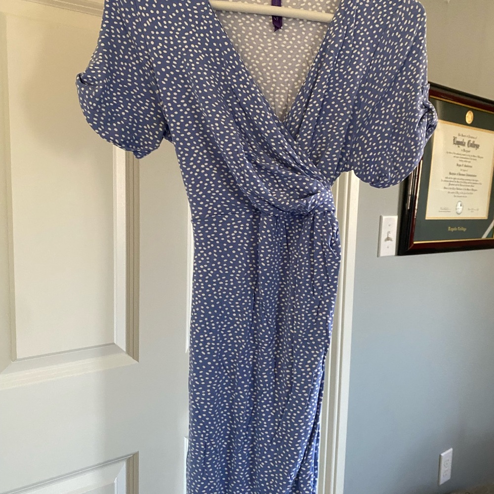 Purple Polka Dot Midi Dress
